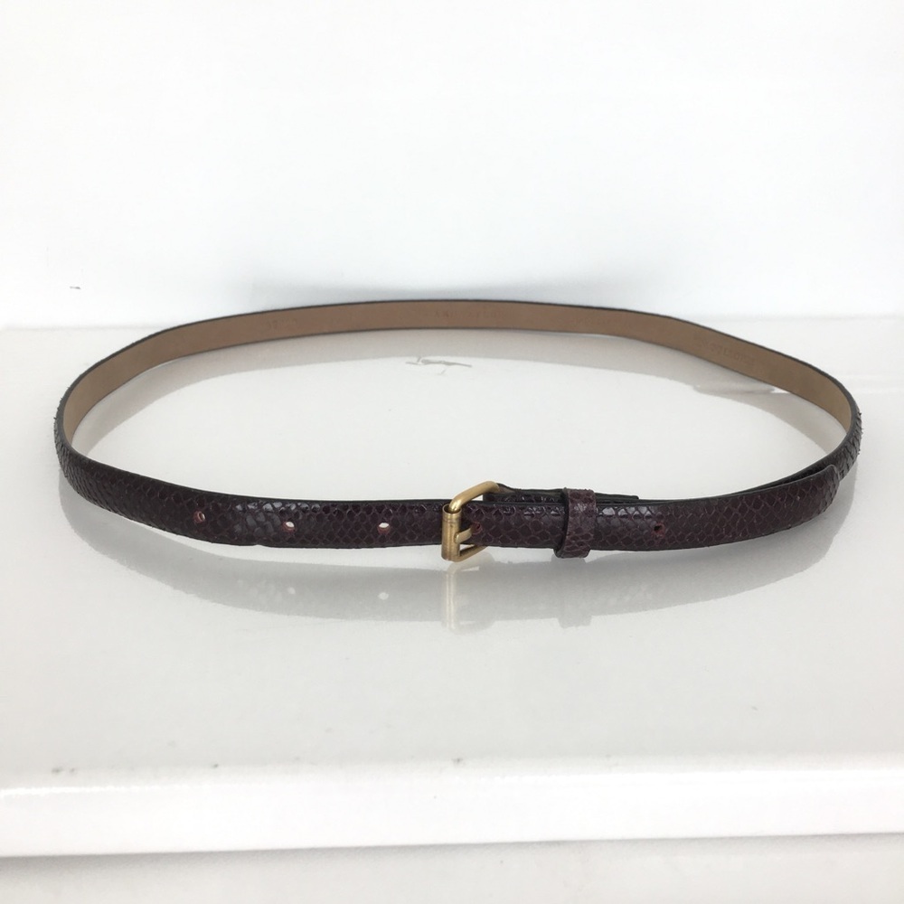 Ann Taylor Thin Snakeskin Belt Maroon Genuine Leather Women’s Size Medium
